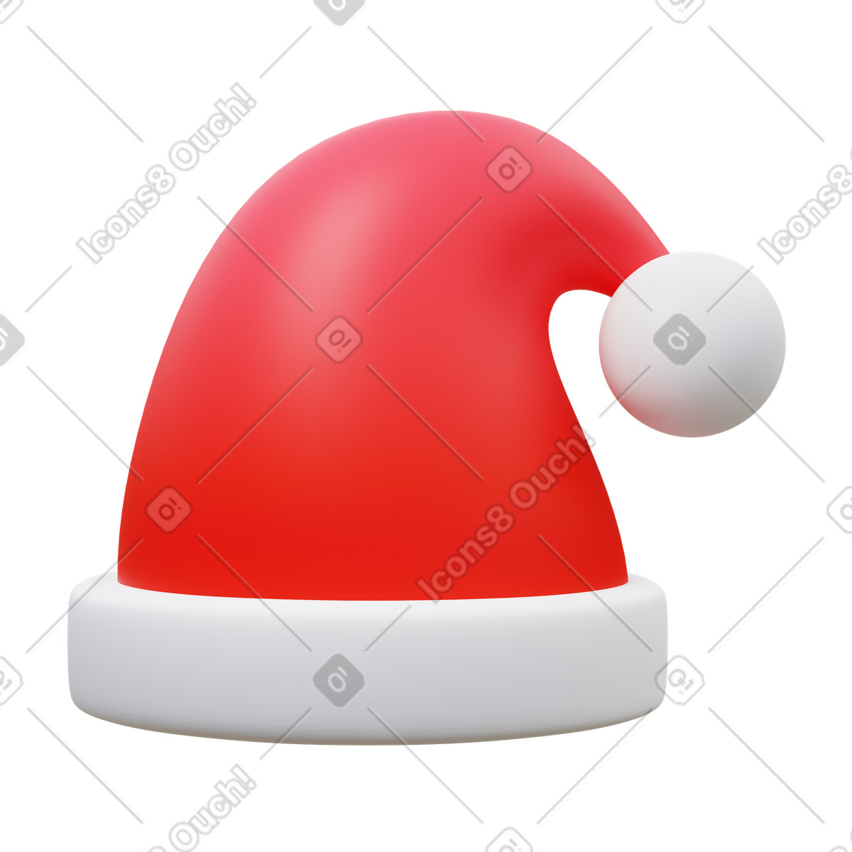 Cappello rosso di babbo natale illustrazione animata in stile 3D Fluency scaricabile in GIF, Lottie (JSON), AE