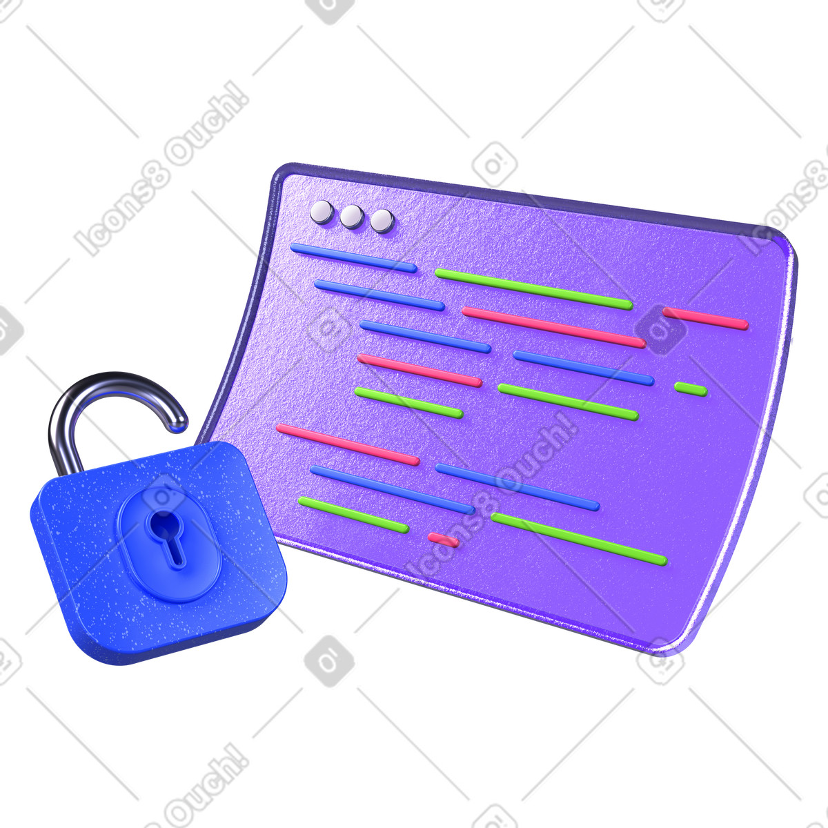 Coding and open lock illustration in PNG, SVG