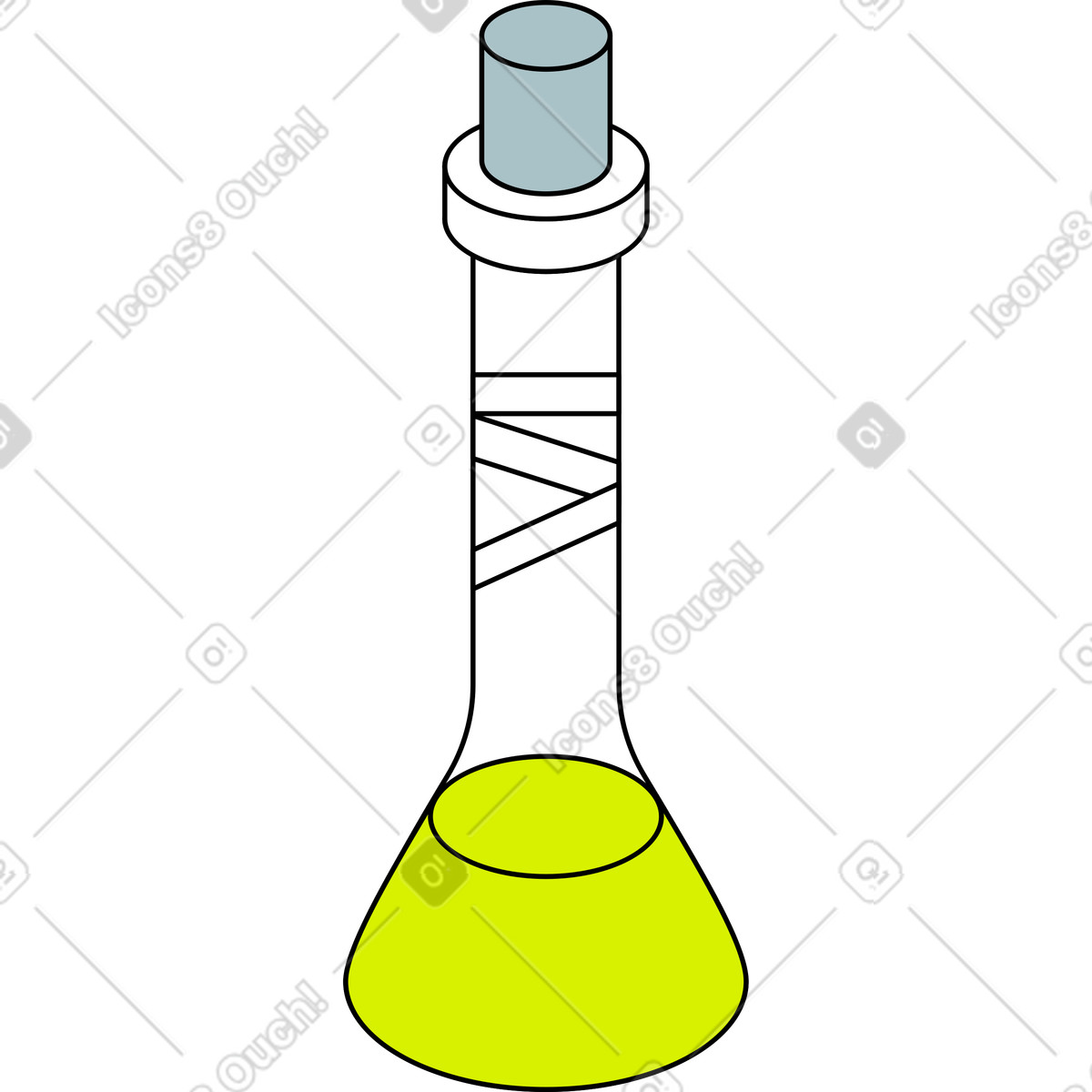 Illustration Flacon en verre avec du liquide dans le style Isometric à télécharger aux formats PNG, SVG