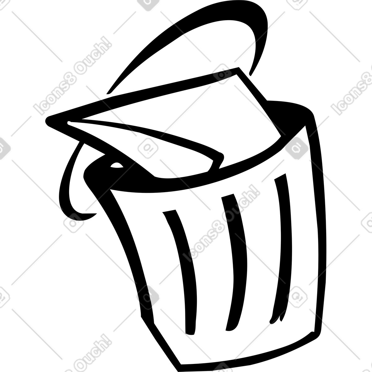 Ilustración Trash bin icon for file deletion and removing unwanted digital documents en estilo Line a descargar en PNG y SVG