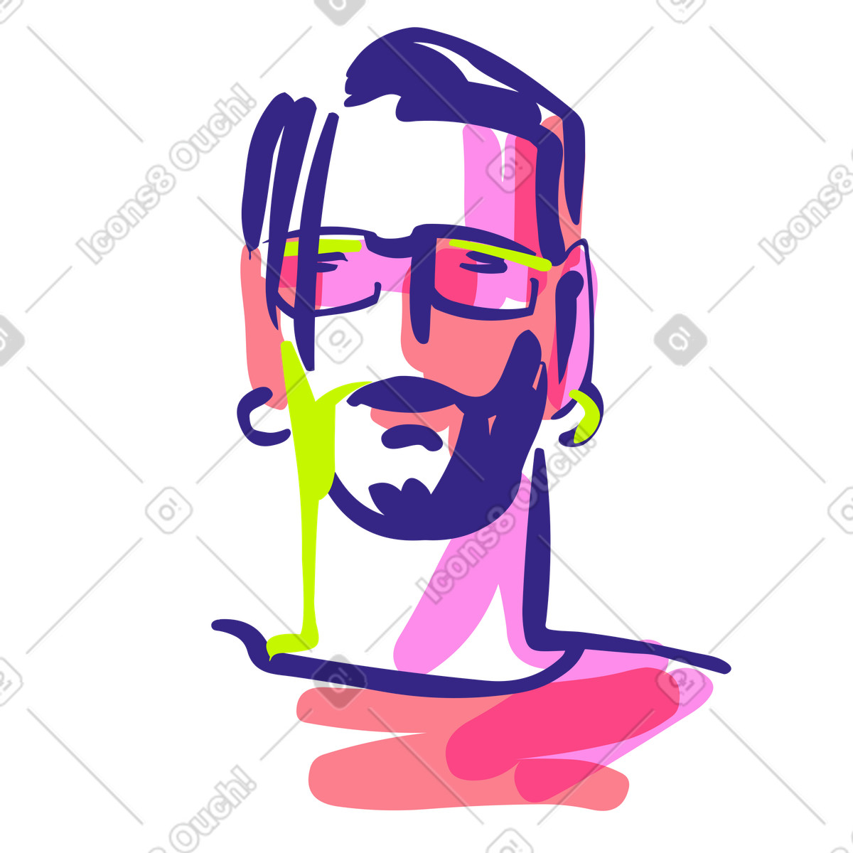 Männlicher benutzer-avatar-Illustration im Glam-Stil als Download in PNG, SVG