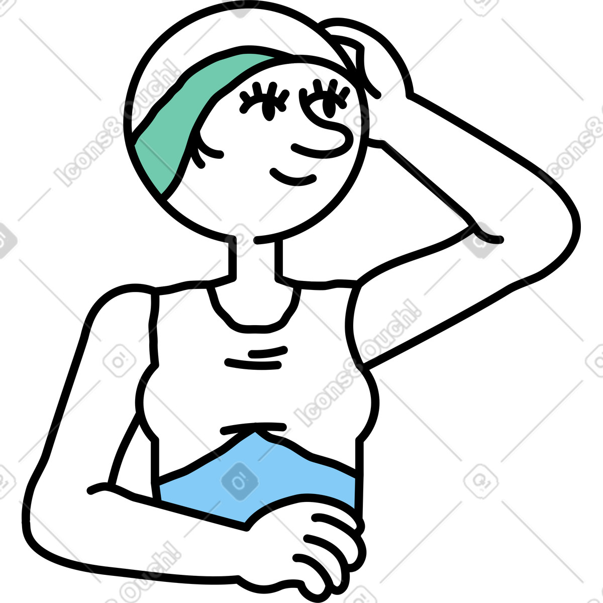 下载 Notes 风格的 穿泳衣的女人 插画，支持 PNG、SVG 格式