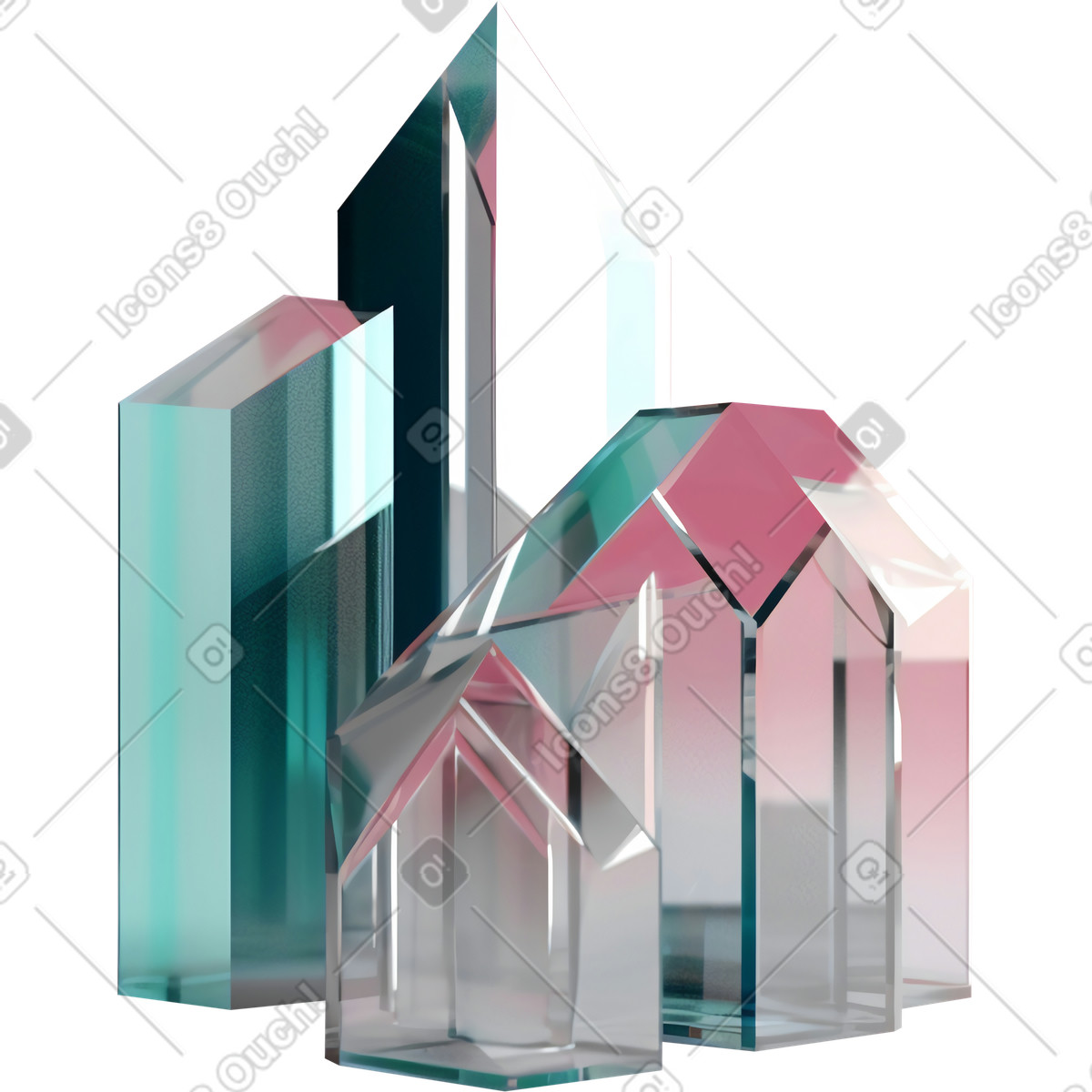 Abstrakte glashausskulptur-Illustration im 3D Construction-Stil als Download in PNG, SVG