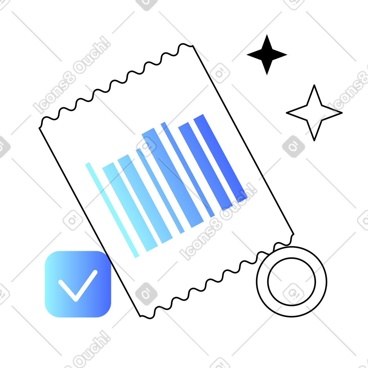 Payment receipt with barcode illustration clipart in PNG SVG GIF
