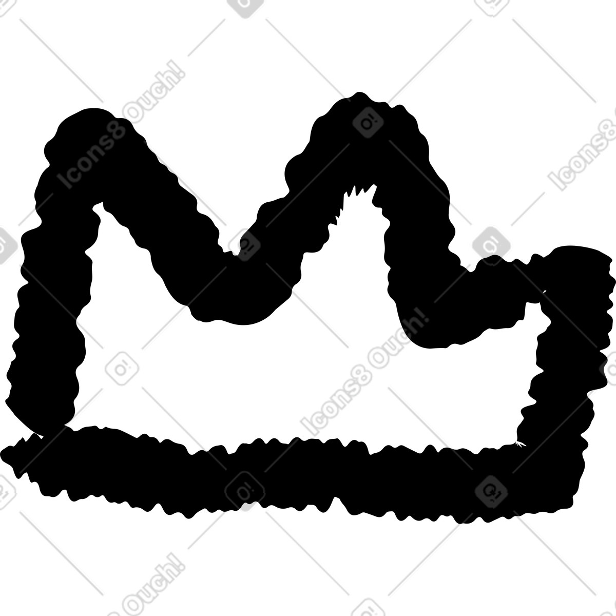 下载 Black Chalk 风格的 Crown silhouette rough hand drawn shape with wavy outline 插画，支持 PNG、SVG 格式