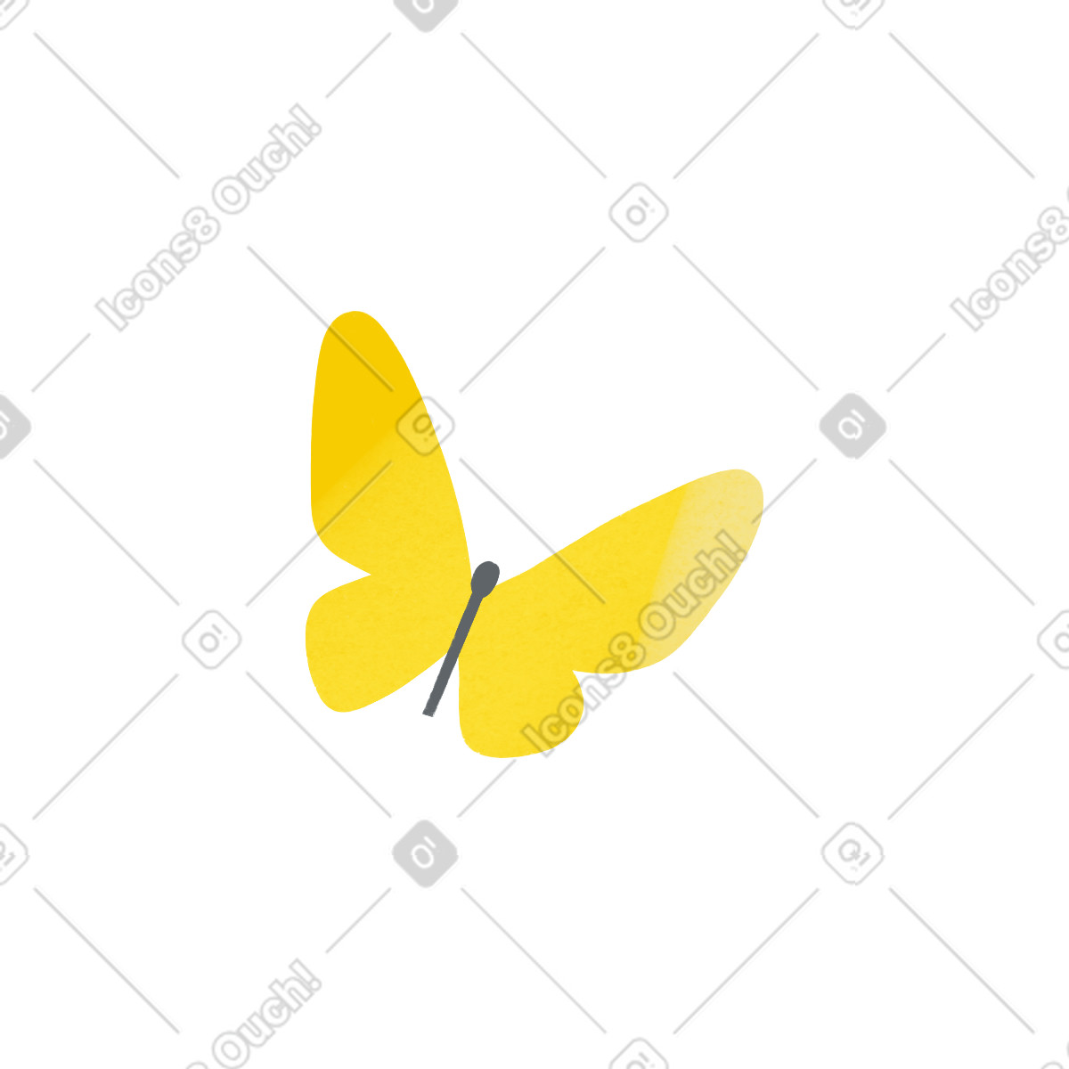 Yellow butterfly illustration in Shine style download in PNG, SVG