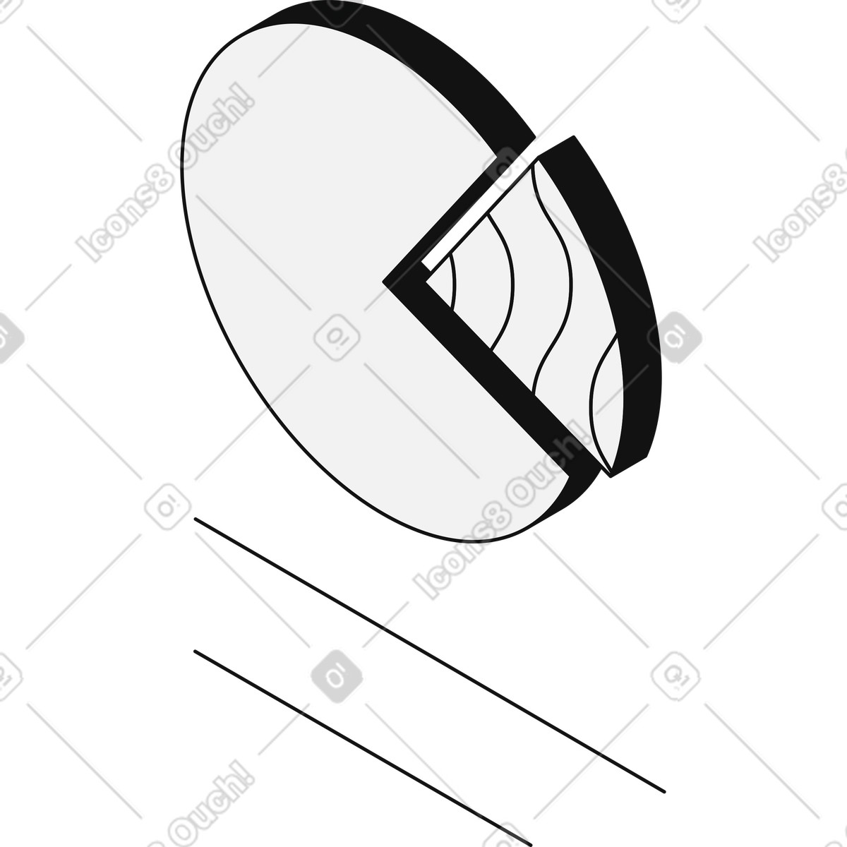 Data presentation with pie chart and segment highlight illustration in Inverse style download in PNG, SVG