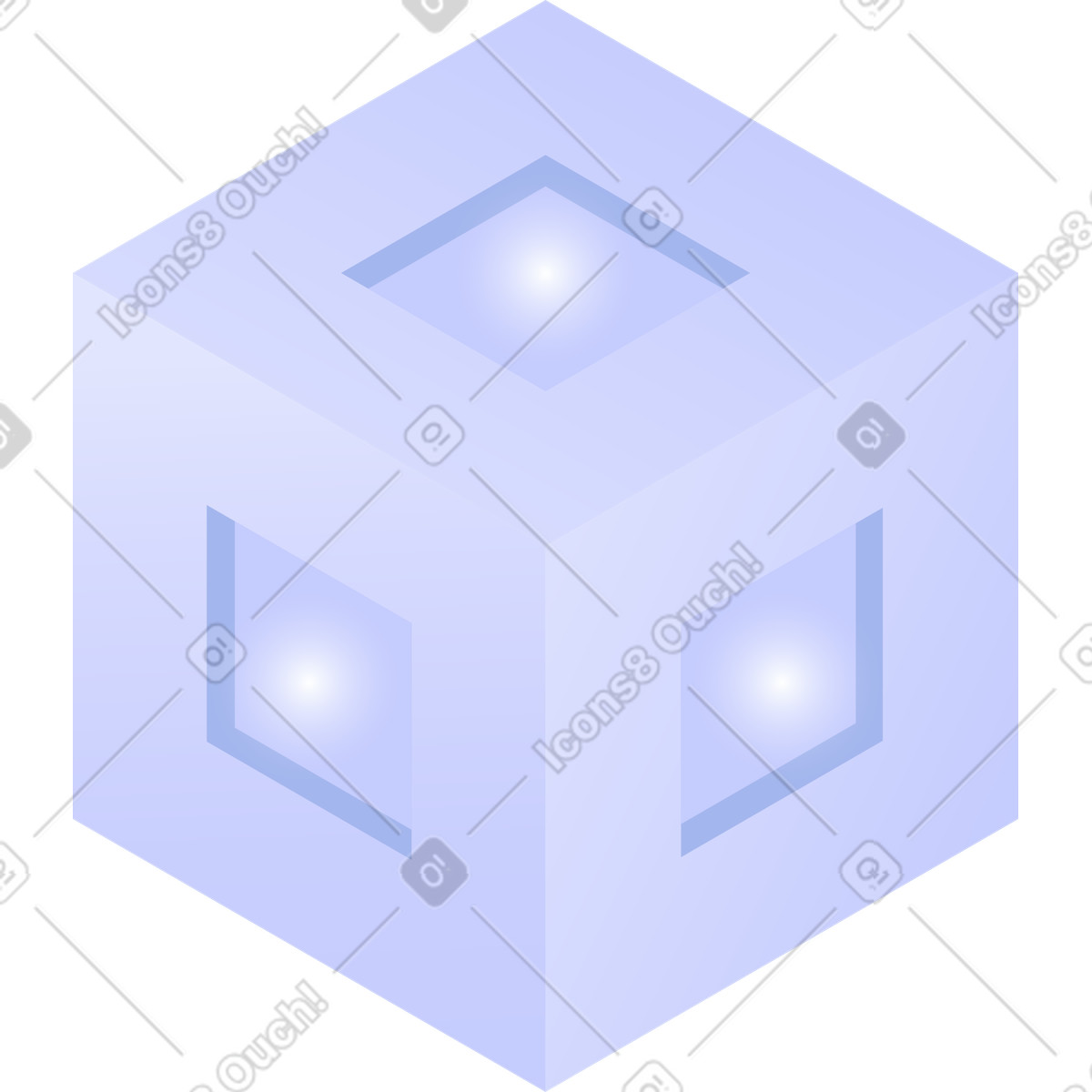 Illustration Cube avec sections internes dans le style Quantum à télécharger aux formats PNG, SVG