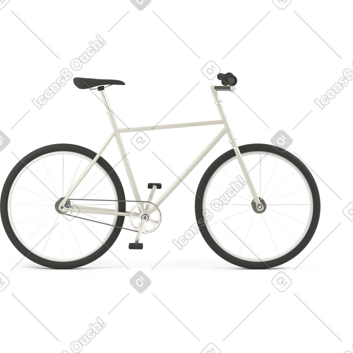 Side view of white city bike illustration in 3D Business style download in PNG, SVG