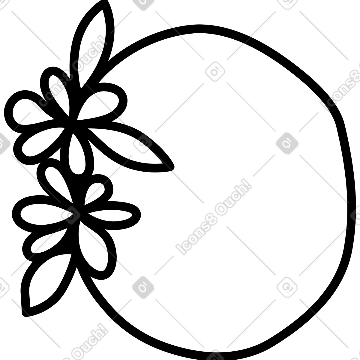 Runder rahmen mit blumen-Illustration im Twirl-Stil als Download in PNG, SVG