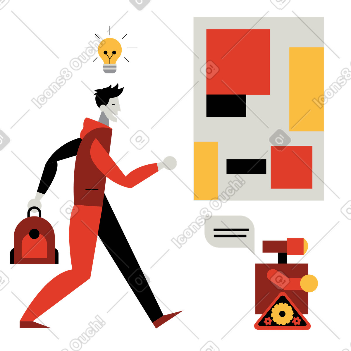 Illustration Homme lors d’une excursion avec un robot guide du musée dans le style Burgundy à télécharger aux formats PNG, SVG