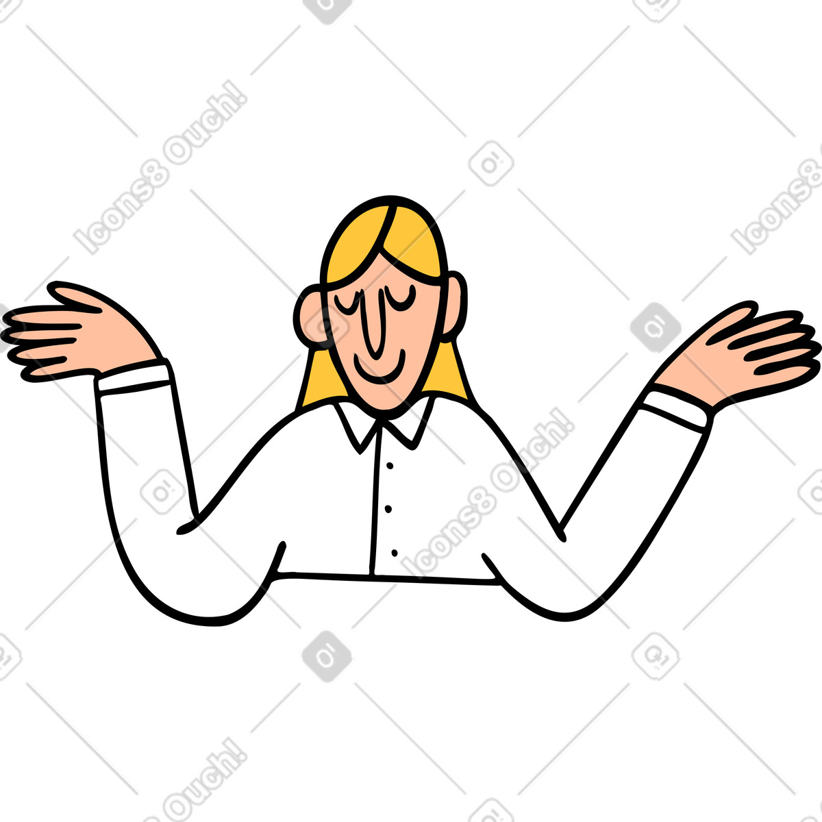 Woman with her hands up illustration in Comic style download in PNG, SVG