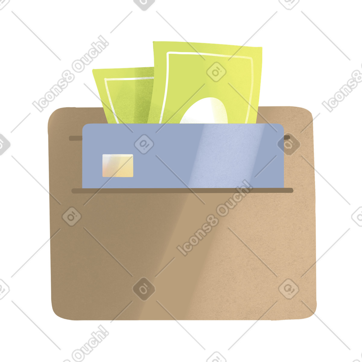 下载 Shine 风格的 Wallet with bank card and money 插画，支持 PNG、SVG 格式