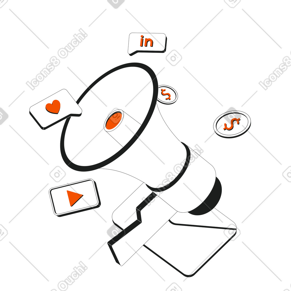 下载 Strict 风格的 Online advertising and promotion, Social media marketing concept 插画，支持 PNG、SVG 格式