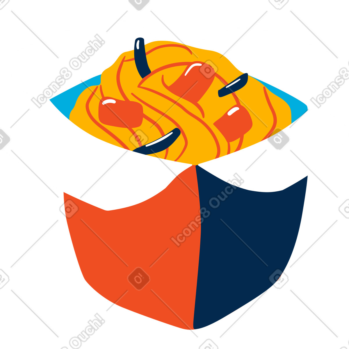 Noodles illustration in Flame style download in PNG, SVG