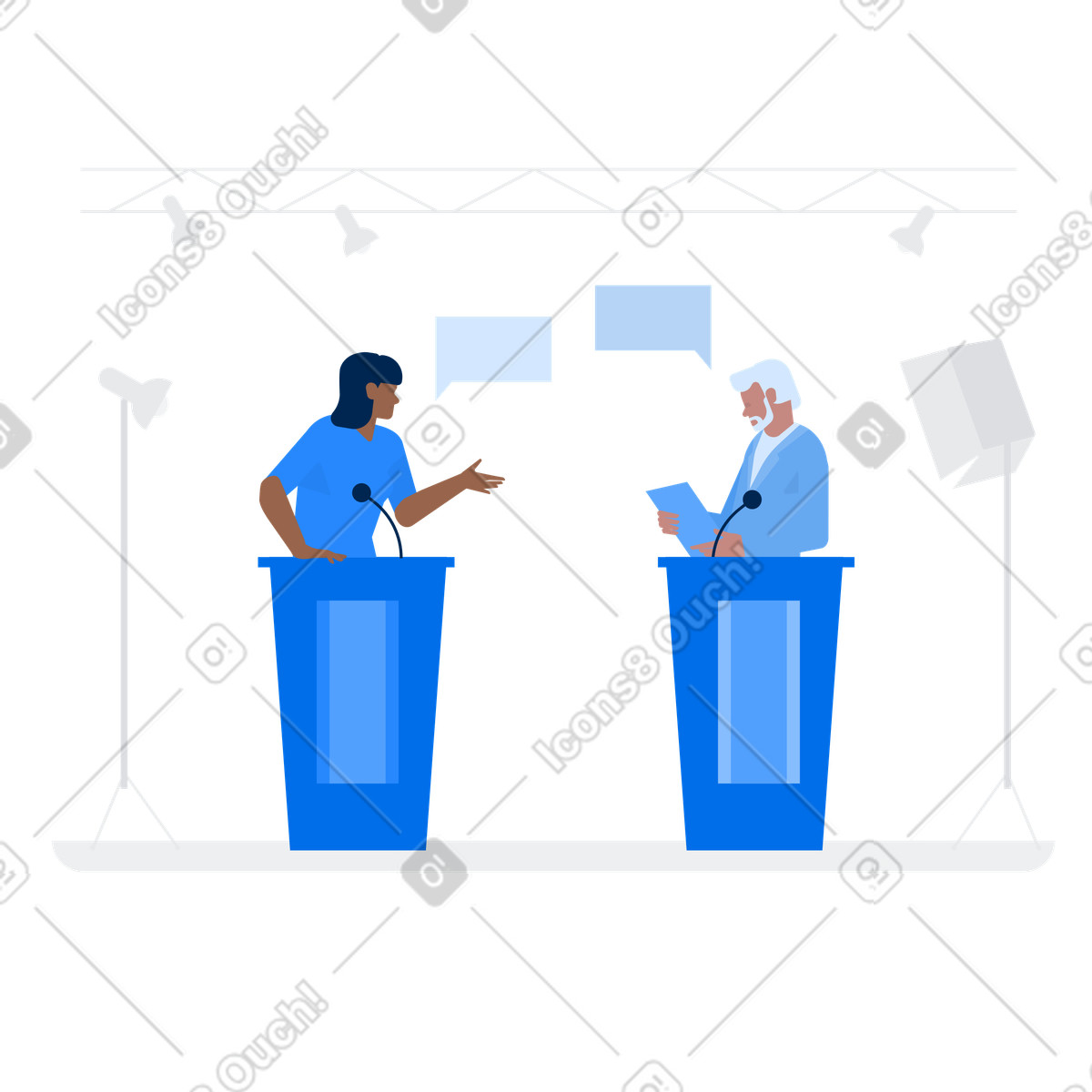Ilustração de Debates no estúdio televisão em estilo Urban para baixar em PNG, SVG