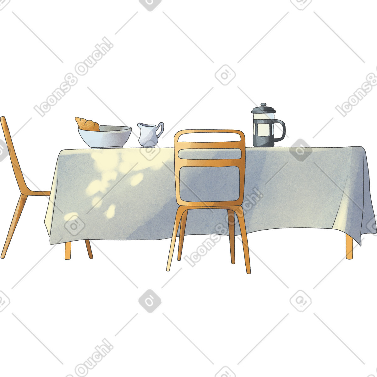 Breakfast table illustration in Seasons style download in PNG, SVG