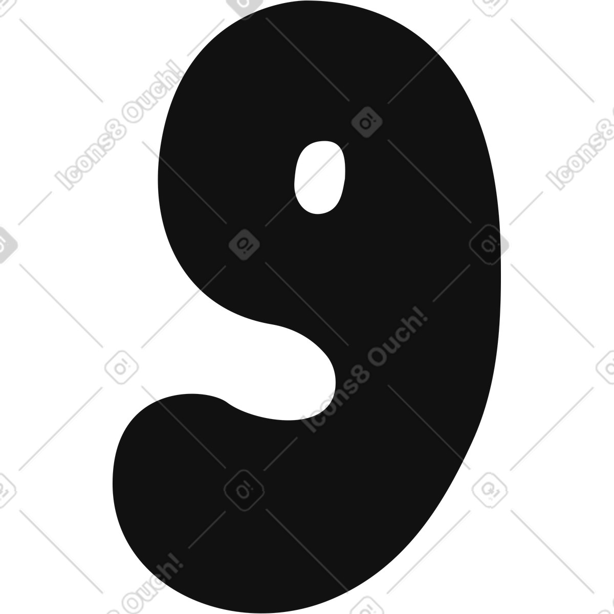 Number 9 illustration in Journal style download in PNG, SVG