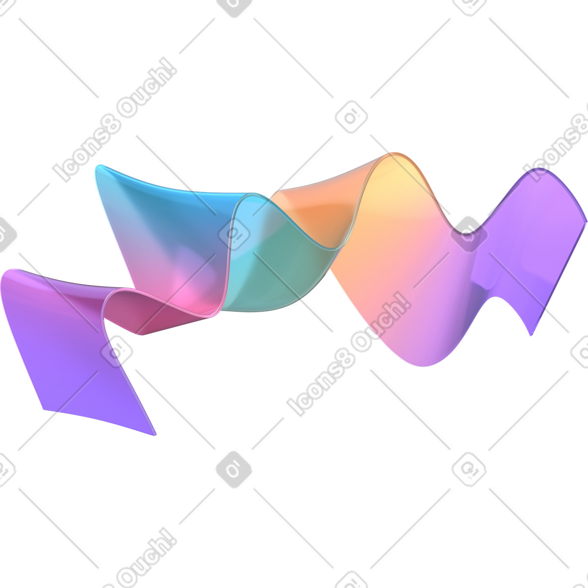 Illustration Long ruban dégradé ondulé dans le style 3D Glassy à télécharger aux formats PNG, SVG