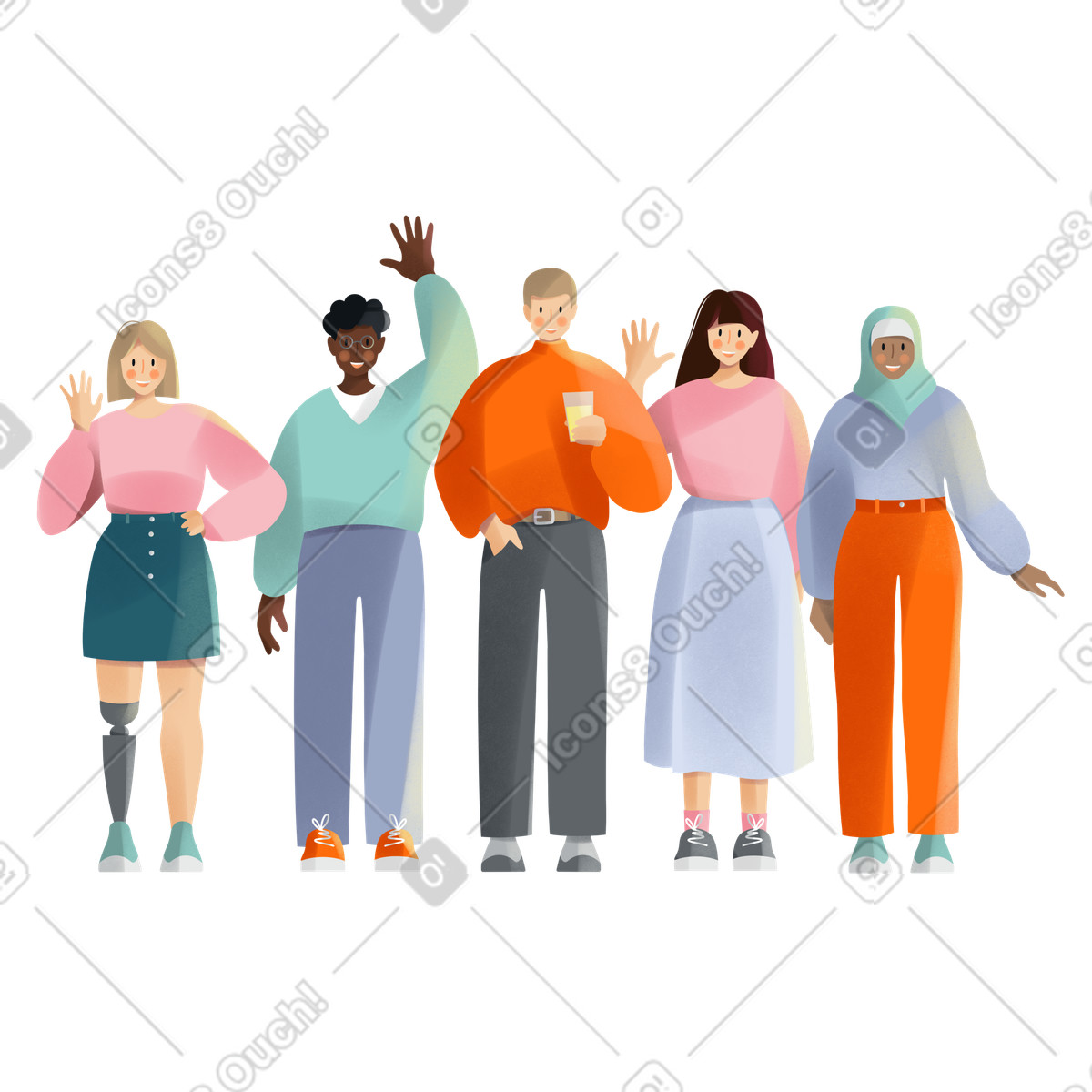 Group of diverse people illustrazione in stile Shine scarica in PNG, SVG