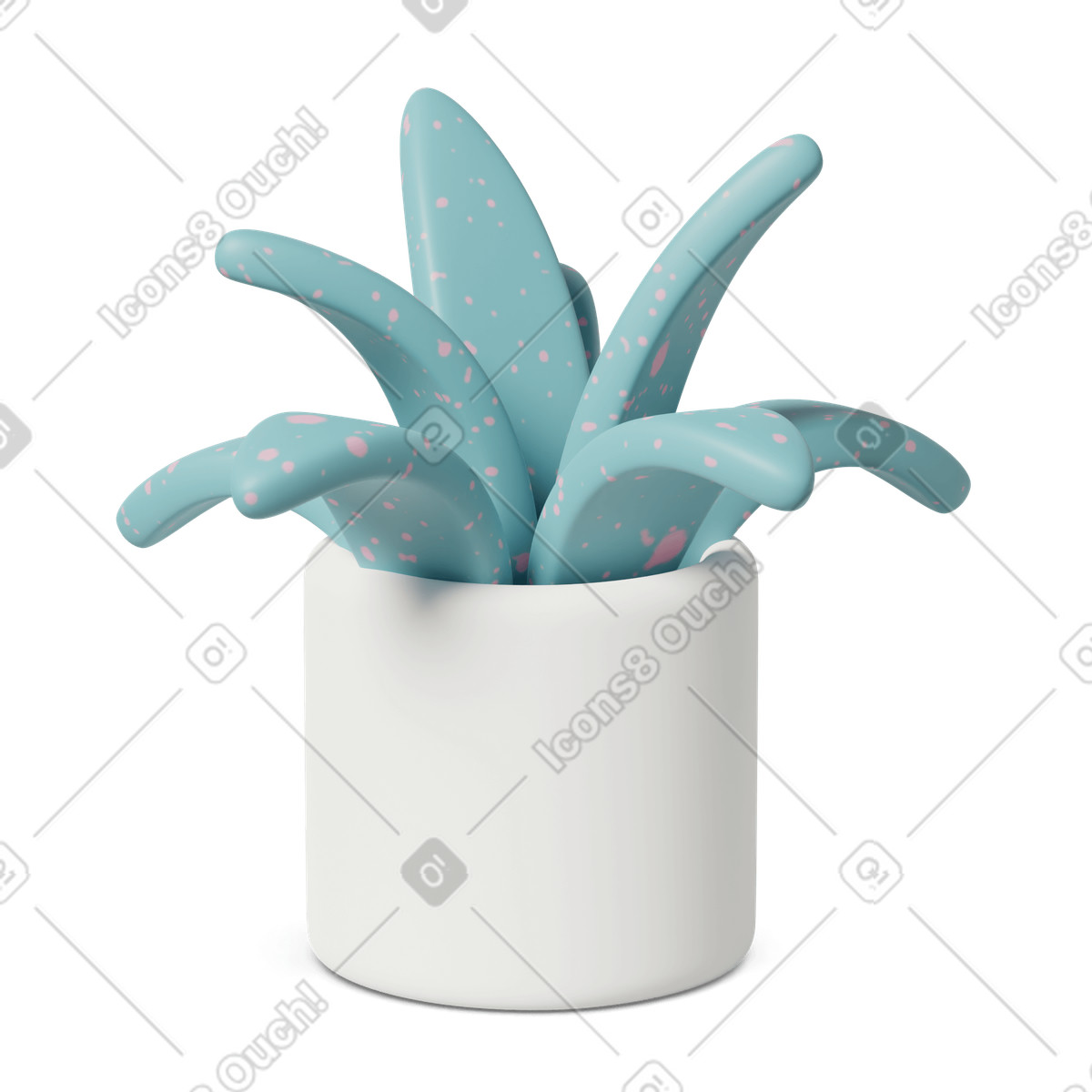 3D Casual life 스타일의 Spotted blue succulent 일러스트레이션 PNG, SVG 다운로드