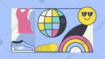 Disco ball, fashionable clothes and rainbow PNG, SVG