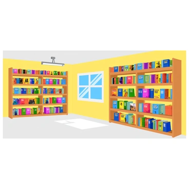 A spacious garage filled with shelves made of light wood. Each shelf is neatly organized with rows of colorful comic books, showcasing various cover art. Some comic books are stacked horizontally, while others are displayed vertically. There are also several action figurines positioned in dynamic poses on the shelves. The figurines represent a variety of characters, with bright colors and distinct features. The floor of the garage is clean and smooth, with a slight sheen. Soft light filters in through a small window, illuminating the vibrant hues of the comic books and figurines.