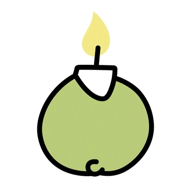 A decorative candle holder shaped like a fig, crafted in a smooth, rich green color. The holder is slightly open at the top, revealing a lit candle inside, casting a soft, warm glow. The fig's surface has subtle texture, mimicking the natural ripples found on fruit. The base of the holder is sturdy and rounded, providing stability.