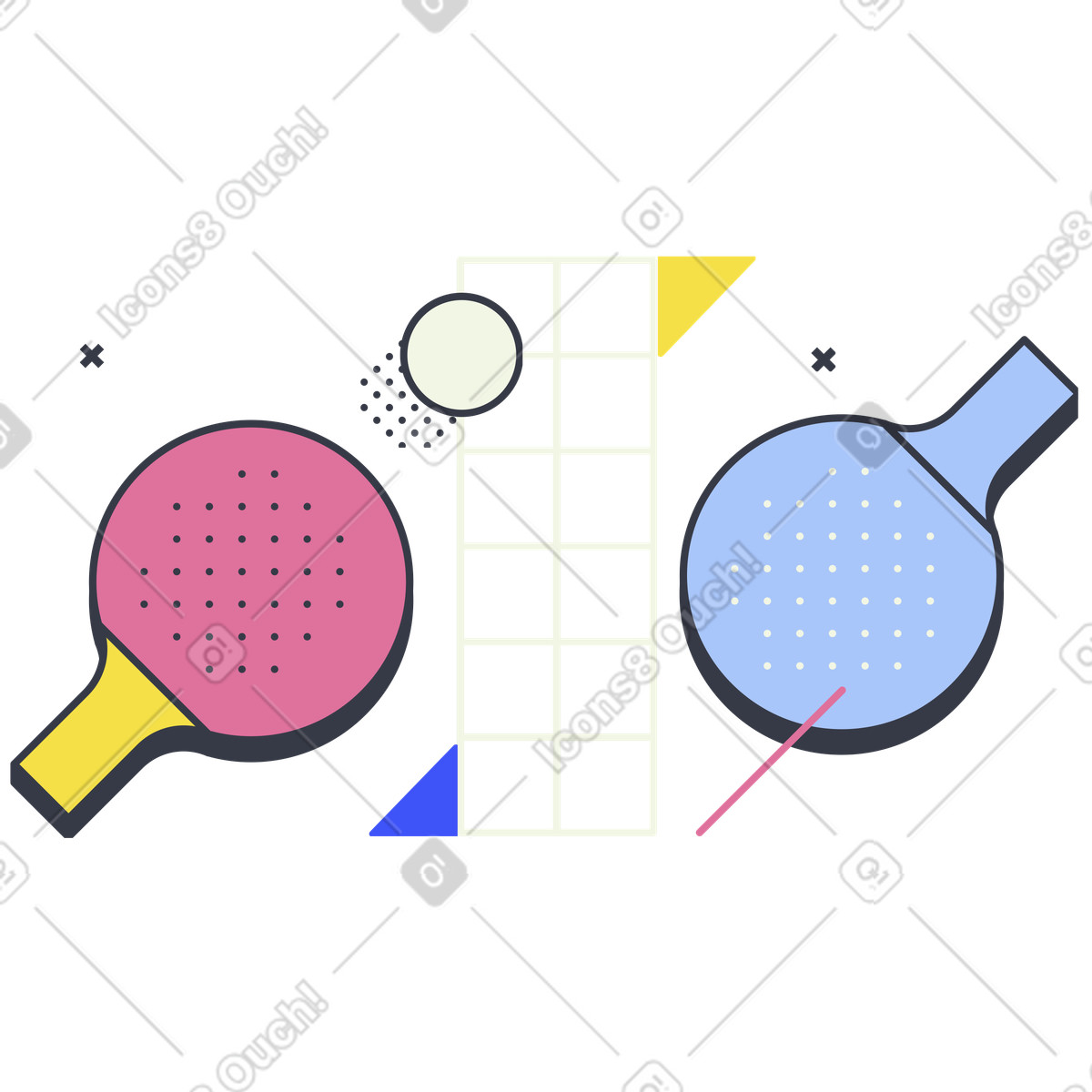Playing table tennis or ping pong illustration in Abstract style download in PNG, SVG