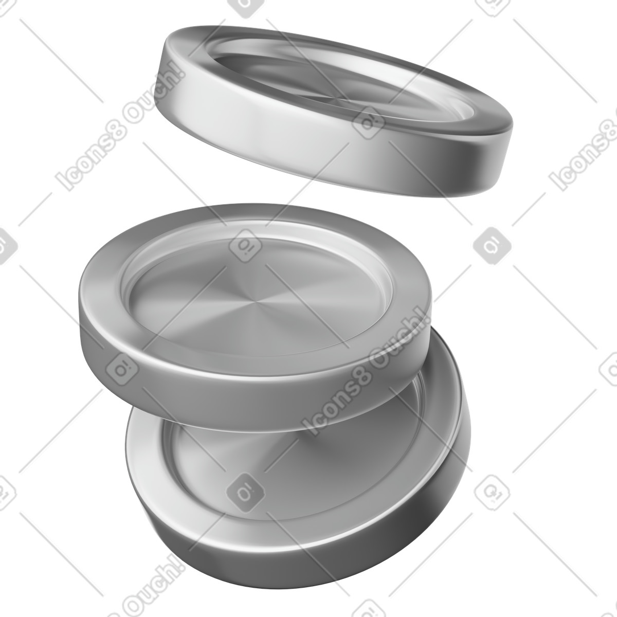 Ilustração de Coins metallic stack falling silver discs wealth growth concept em no estilo 3D Plastic para baixar em PNG, SVG