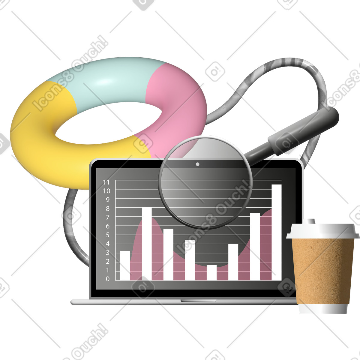 Web analytics on computer screen illustration in Experimental style download in PNG, SVG