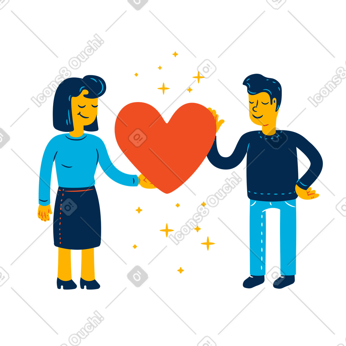 Ilustração de A man and woman in love holding heart em no estilo Flame para baixar em PNG, SVG