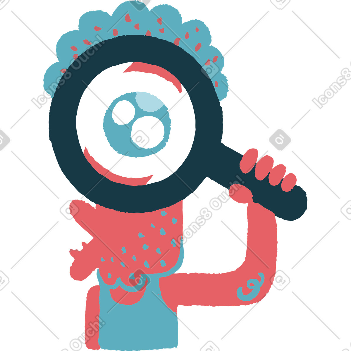 Durch die lupe schauen-Illustration im Flamenco-Stil als Download in PNG, SVG