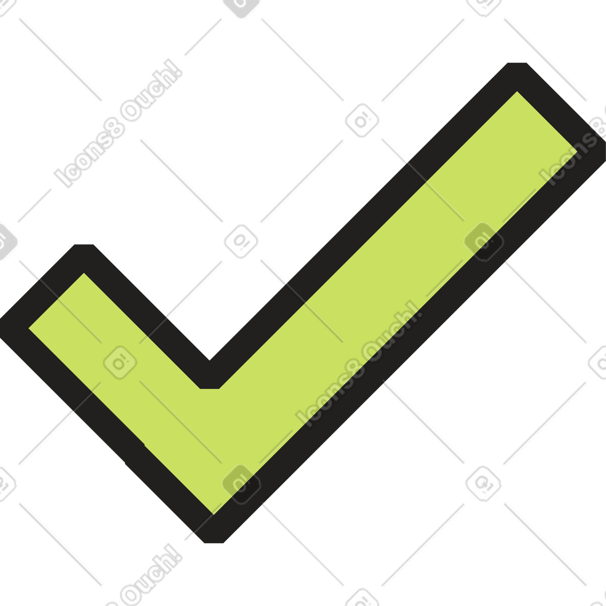 Green- check mark illustration in Dazzle style download in PNG, SVG