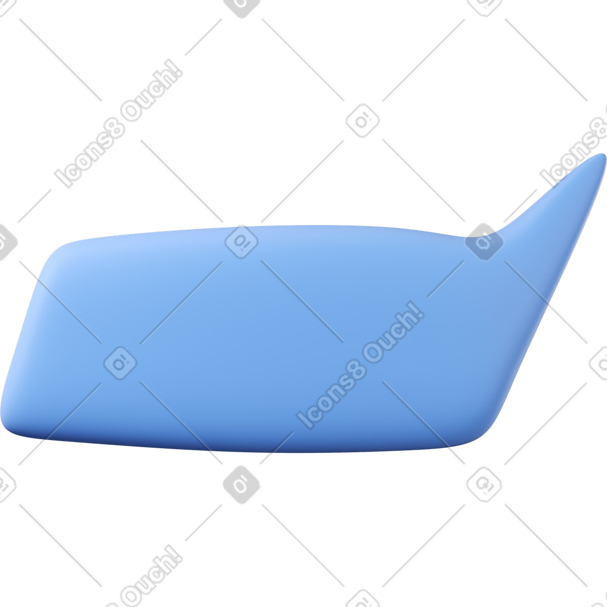 Illustration Bulle bleue rectangulaire du coin supérieur droit dans le style 3D Buddy à télécharger aux formats PNG, SVG