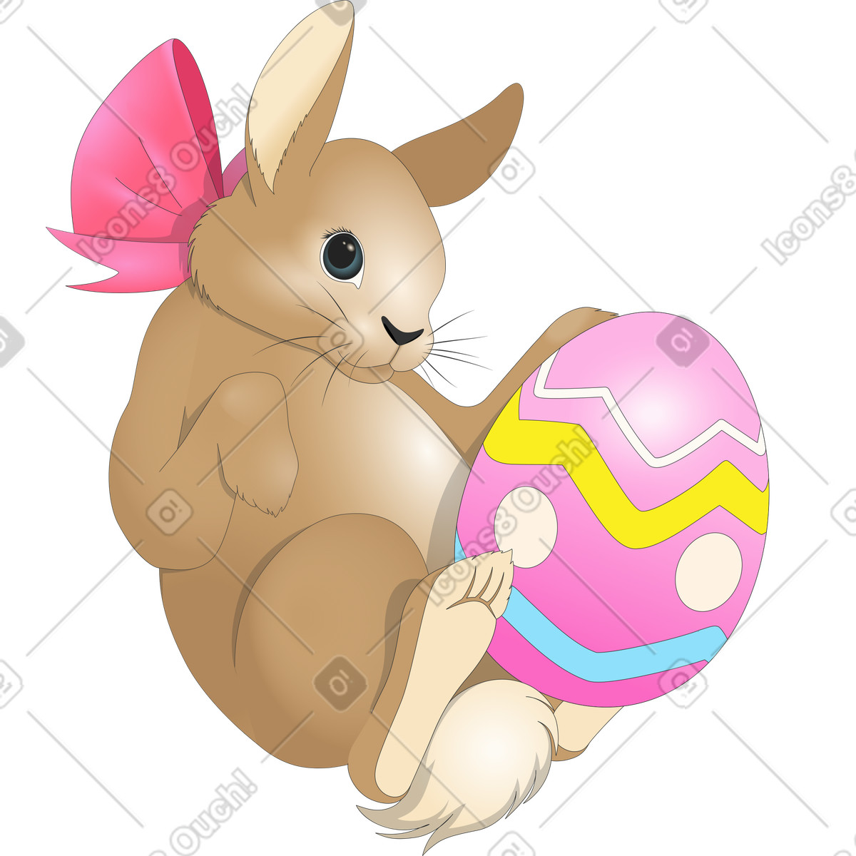 Easter bunny with egg illustration in Kit style download in PNG, SVG