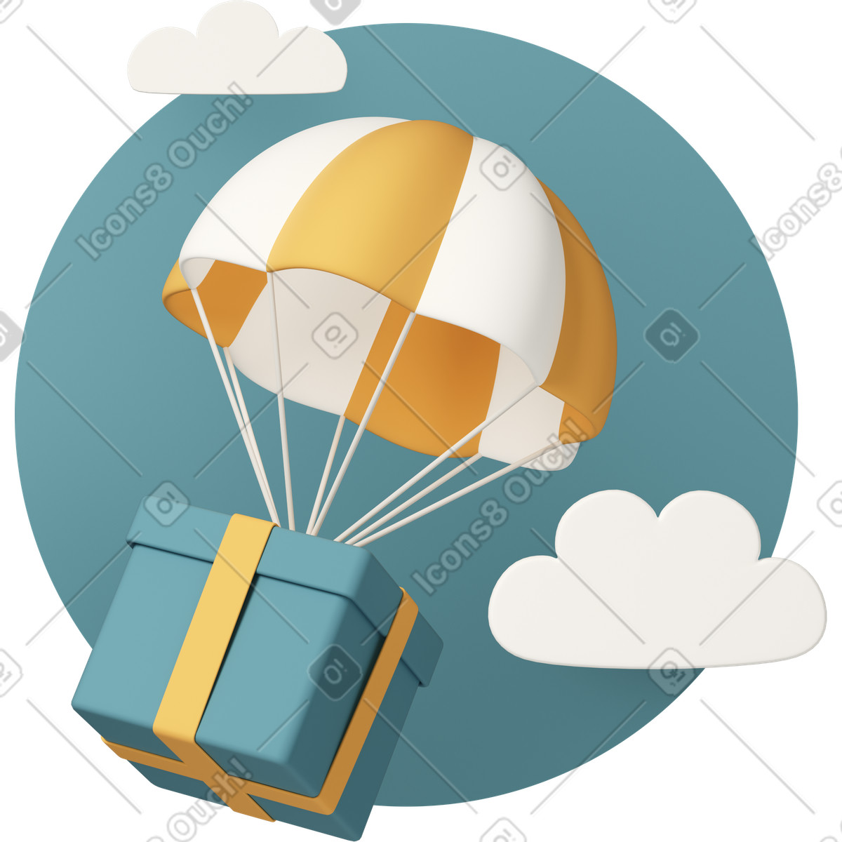 3D Casual life 스타일의 Parachute with gift box floating in clouds 애니메이션 일러스트레이션 GIF, Lottie(JSON), AE로 다운로드