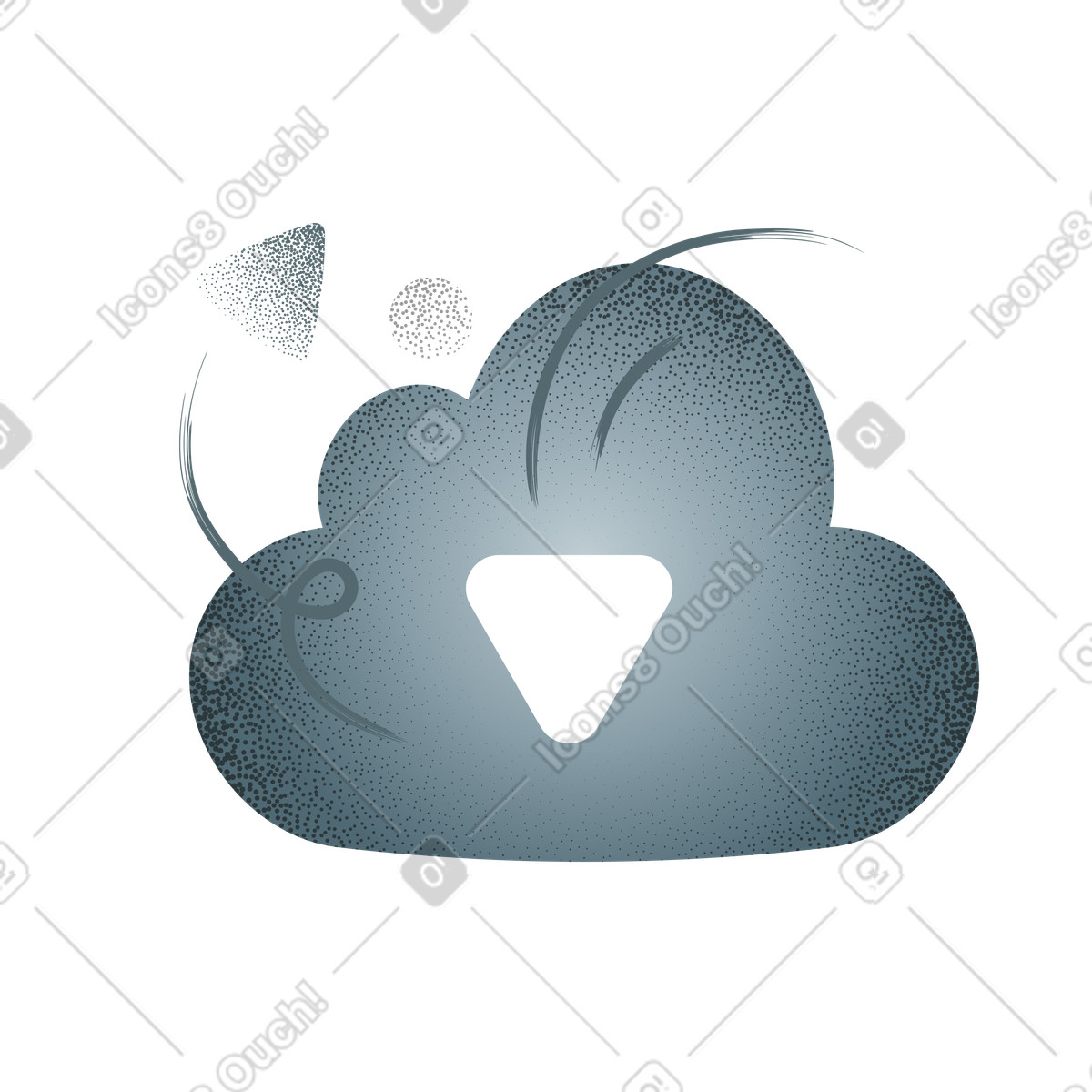 Online cloud storage, Backup, icon with download arrow illustration in Grain style in PNG, SVG