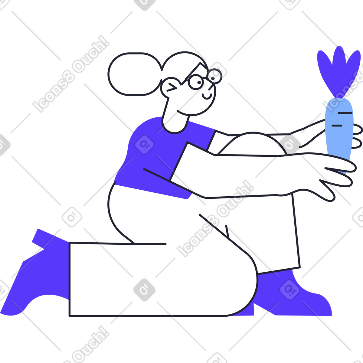 下载 Pablita 风格的 拿着胡萝卜的女孩 插画，支持 PNG、SVG 格式