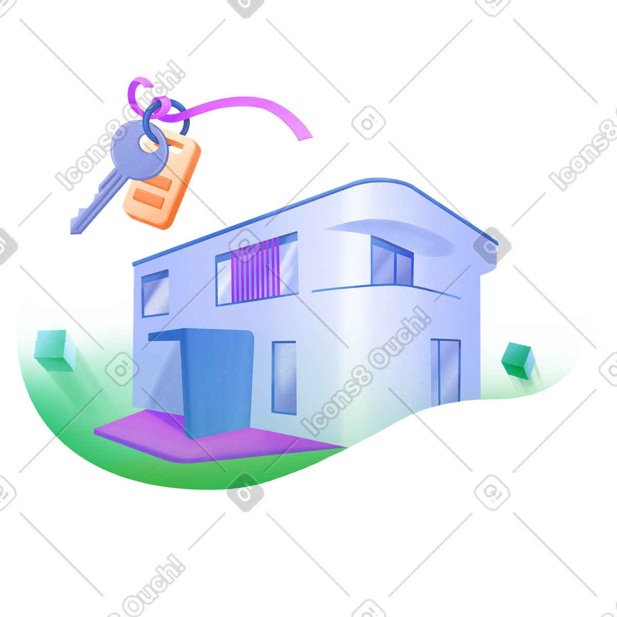 Illustration Maison minimaliste moderne avec clés dans le style Smart à télécharger aux formats PNG, SVG