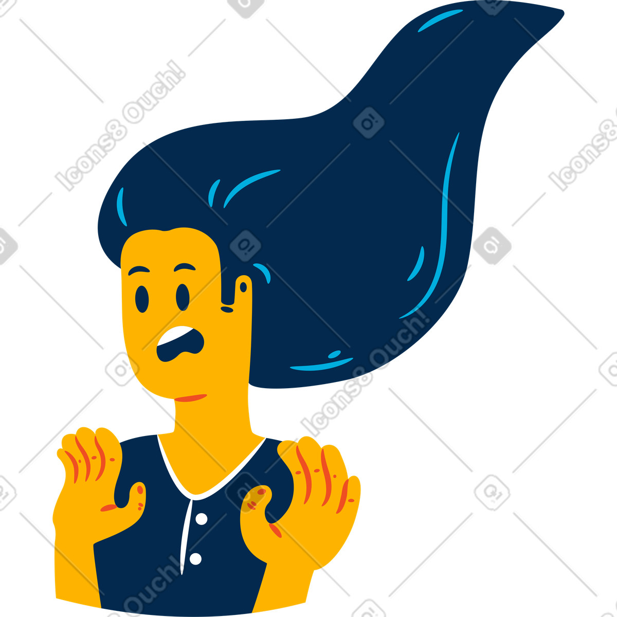 Ilustração de Mulher gritando em no estilo Flame para baixar em PNG, SVG