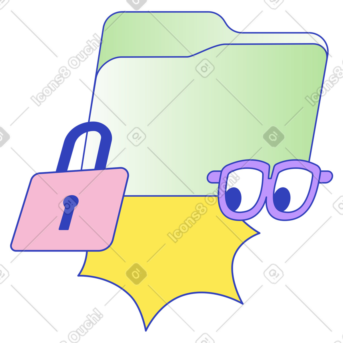 Secure file storage, Protected data access, Document security management illustration in Eyeful style download in PNG, SVG