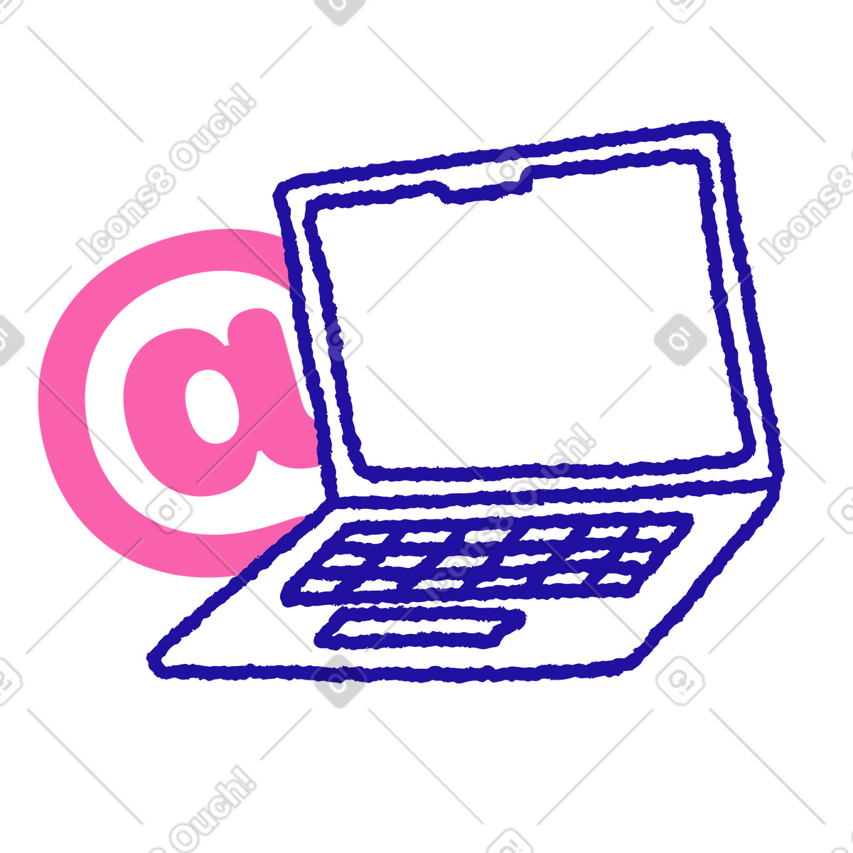 Иллюстрация Ноутбук с электронной почтой at sign в PNG и SVG