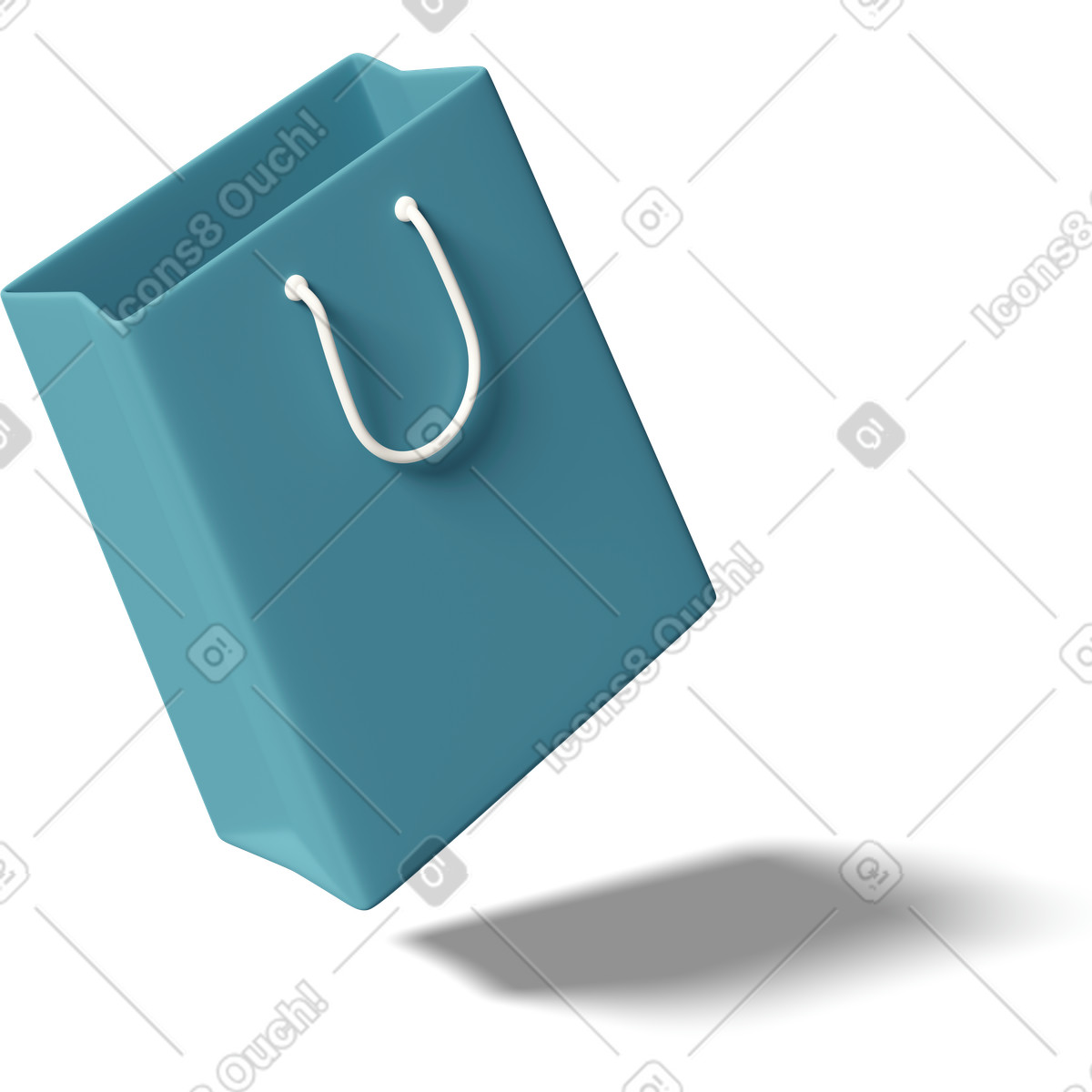Blue shopping bag in air-Illustration im 3D Casual life-Stil als Download PNG, SVG