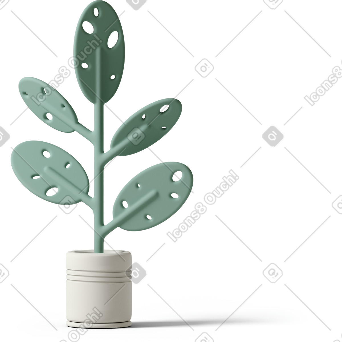 Monstera plant with holes in white pot illustrazione stile 3D Casual life scarica PNG, SVG