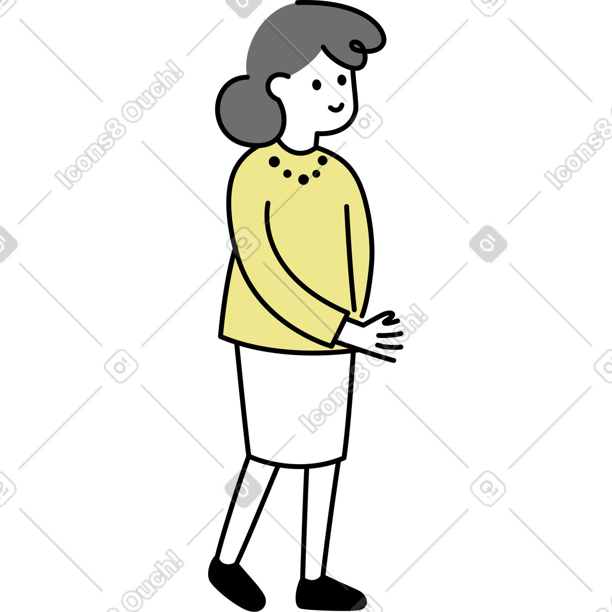 Illustration Femme en costume dans le style Mochi à télécharger aux formats PNG, SVG