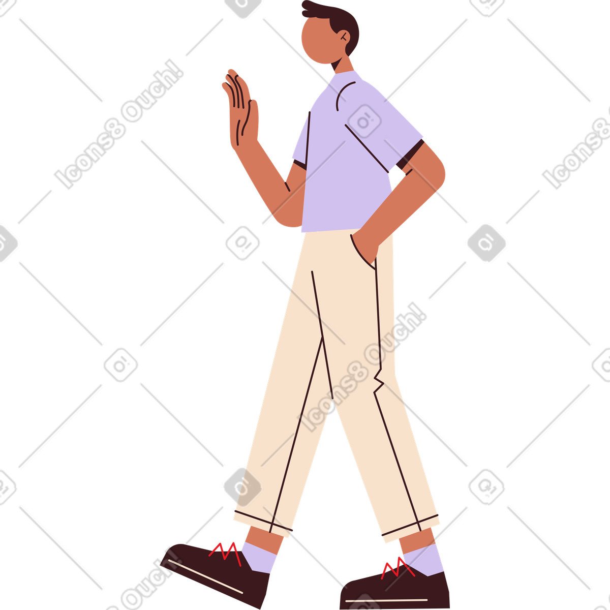 Folks スタイルの 男が歩いている のイラストをPNG、SVG形式でダウンロード