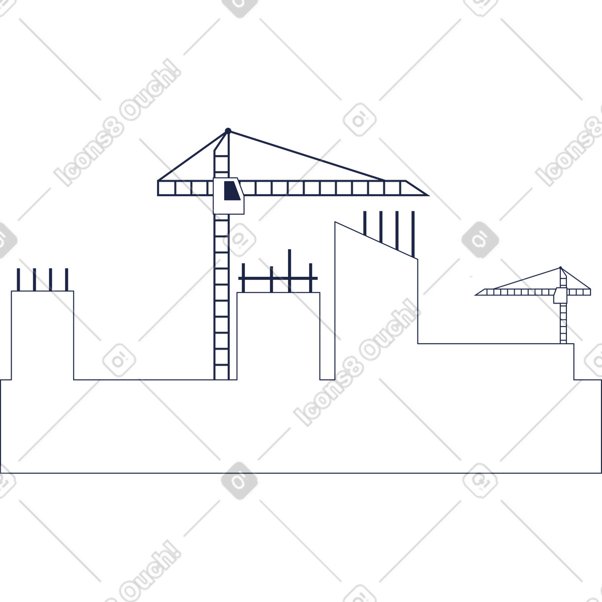 Illustration Paysage de construction dans le style Urban Line à télécharger aux formats PNG, SVG