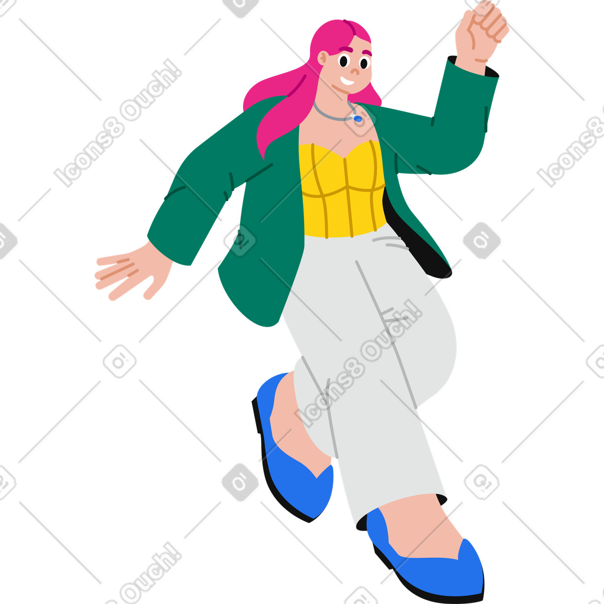 Ilustración Mujer saltando en estilo Active a descargar en PNG y SVG
