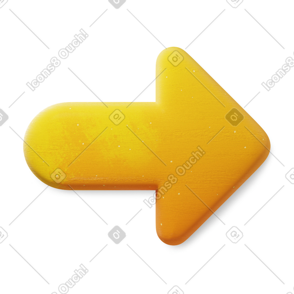 3D Microsoft Fluent illustration 스타일의 Arrow right yellow rounded pointer with subtle texture and highlights 일러스트레이션 PNG, SVG 다운로드